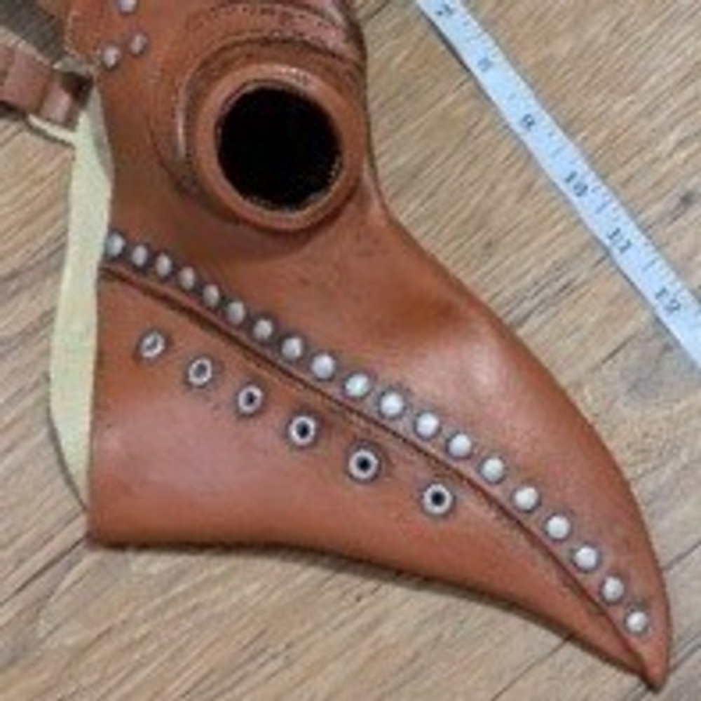 Brown Faux Leather Plague Doctor Mask Steampunk Cosplay Halloween Costume